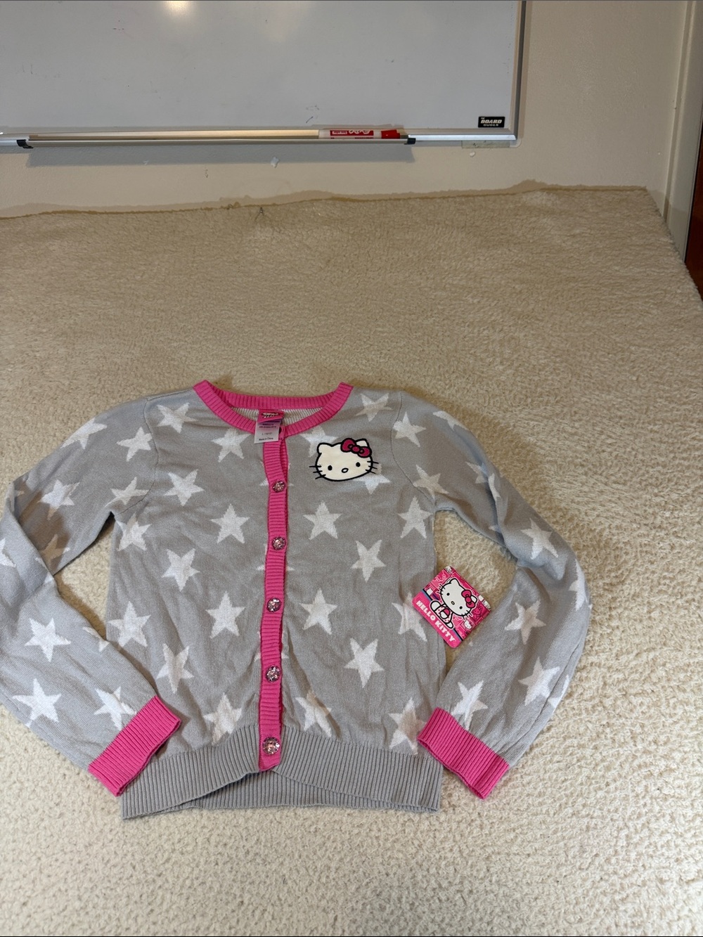 Hello Kitty Gray Cardigan with Pink Trim and Star Print 468